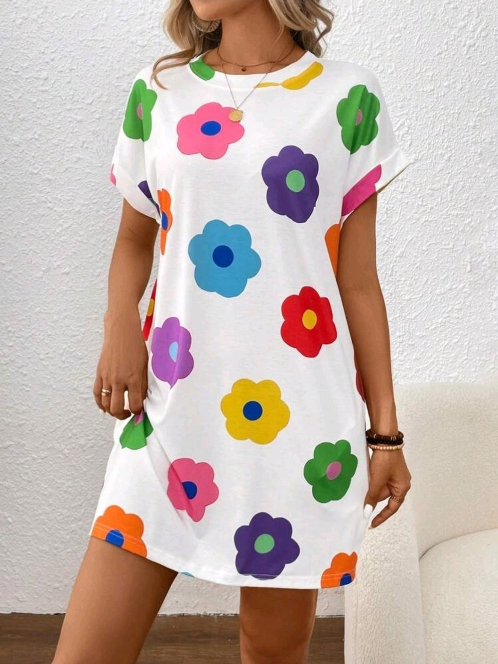 SHEIN CURVE MOD FLORAL TEE DRESS SZ 2X